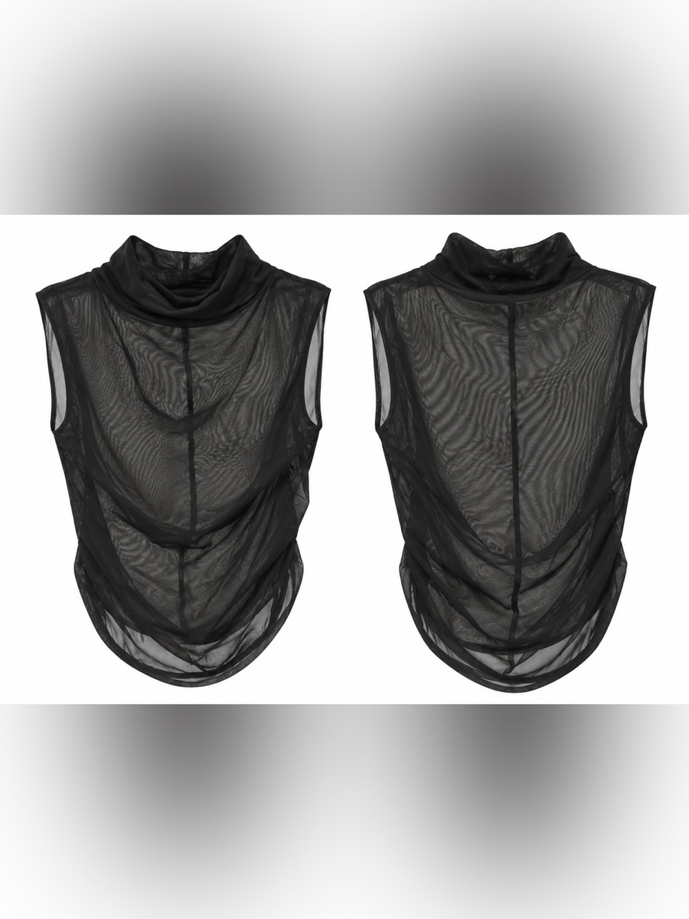 Reformation Black Sheer Draped Mock Neck Tank